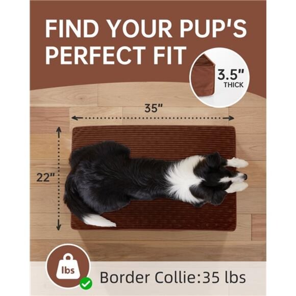 Brown Orthopedic Dog Bed for Large Dogs with Non-Slip Bottom Size(35"x22"x3.5") - Picture 7 of 7
